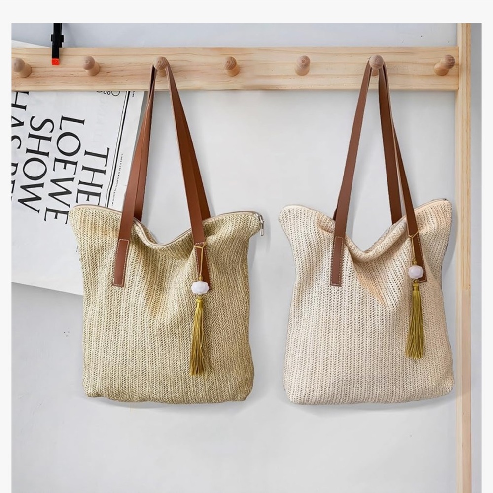 🆕 Straw Beach Bags for Women, Large Woven Tote Bag - Picture 2 of 7